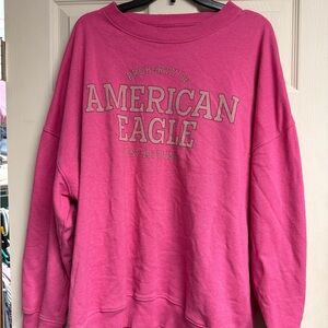 American Eagle Outfitters Hot Pink Graphic Pullover Sweatshirt